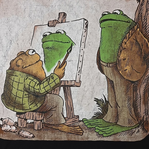 Frog and Toad Painting 2-Sided Black MEDIUM Pocket T-Shirt Officially Licensed - Picture 5 of 8